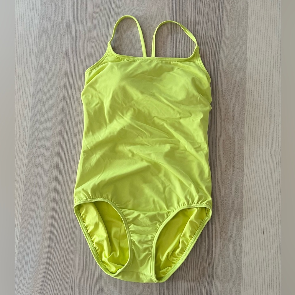 Women's Tugless Thin Strap One Piece Swimsuit in Sunlight Lime